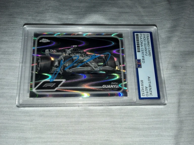 Zhou Guanyu Signed 2024 Topps Chrome Card #86 Sepia Formula 1 Star PSA/DNA