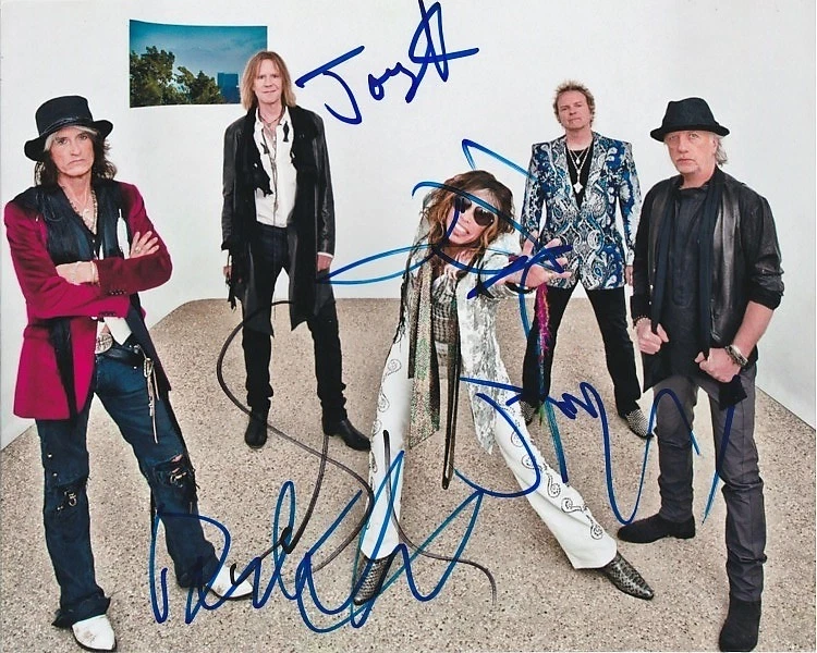 AEROSMITH Signed 8x10 Photo w Holo COA STEVEN TYLER BRAD WHITFORD JOE PERRY +