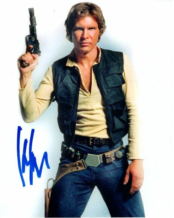 HARRISON FORD Signed 8x10 STAR WARS HAN SOLO Photo w/ Hologram COA