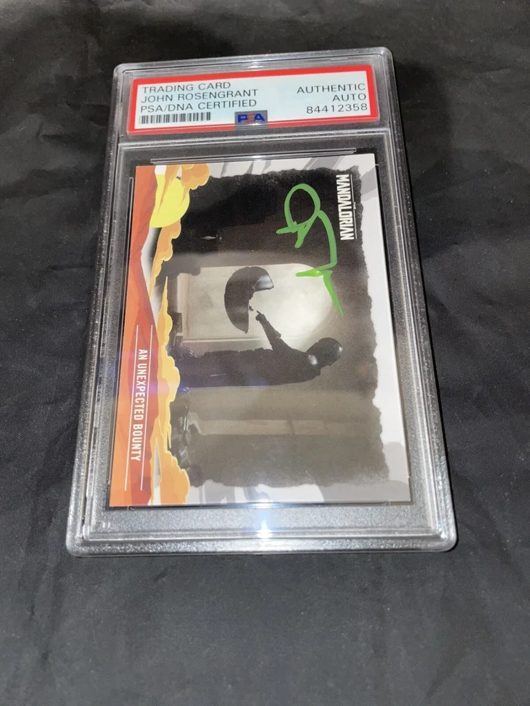 John Rosengrant Signed Mandalorian Trading Card Baby Yoda PSA/DNA #7