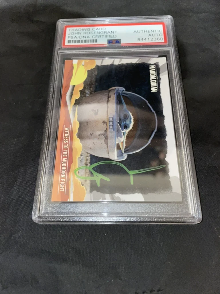 John Rosengrant Signed Mandalorian Trading Card Baby Yoda PSA/DNA #9