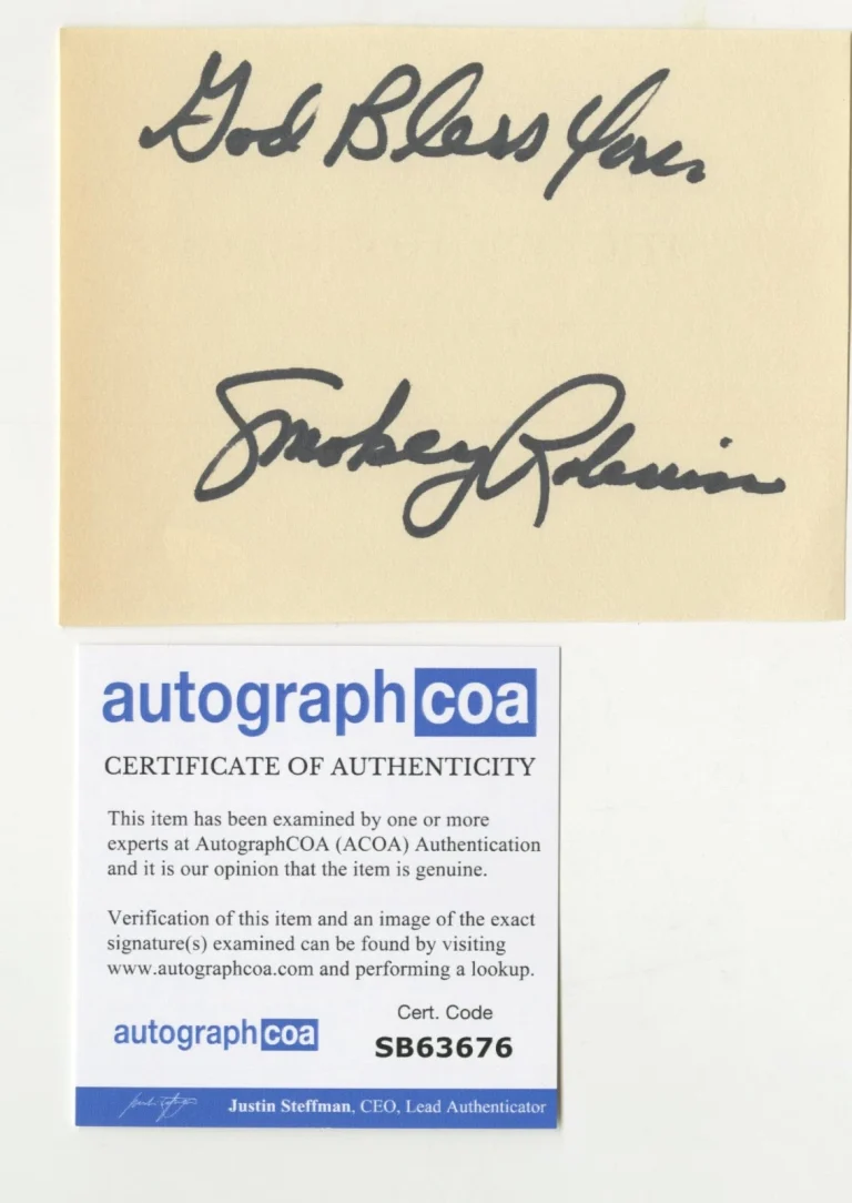 Smokey Robinson of the Miracles (motown) autograph, ACOA Certified.