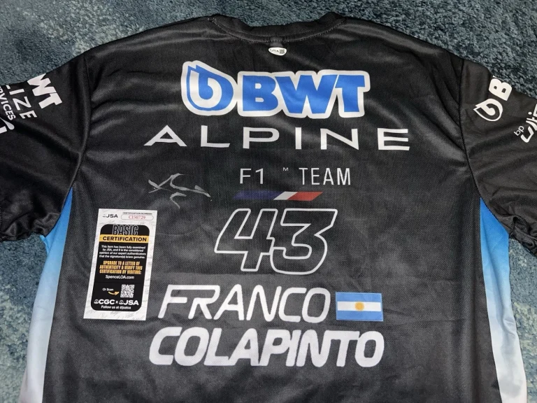 Franco Colapinto Signed Alpine Shirt Formula 1 Superstar 2025 Rookie JSA Auth