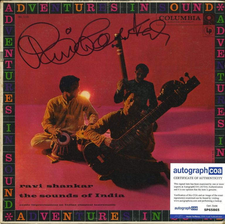 RAVI SHANKAR - The Sounds of India - SIGNED VINYL RECORD (George Harrison) ACOA