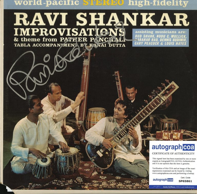 RAVI SHANKAR Improvisions SIGNED VINYL RECORD (George Harrison) ACOA