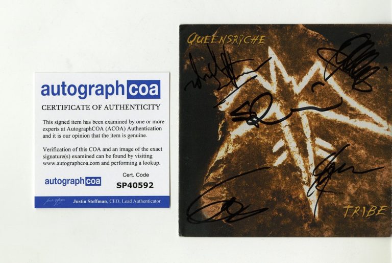Queensryche TRIBE CD Jacket signed by all 5, ACOA.