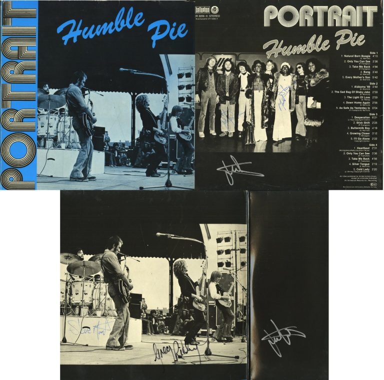 Humble Pie Vinyl Record Portrait SIGNED Stevfe Marriott, Jerry, Greg ACOA