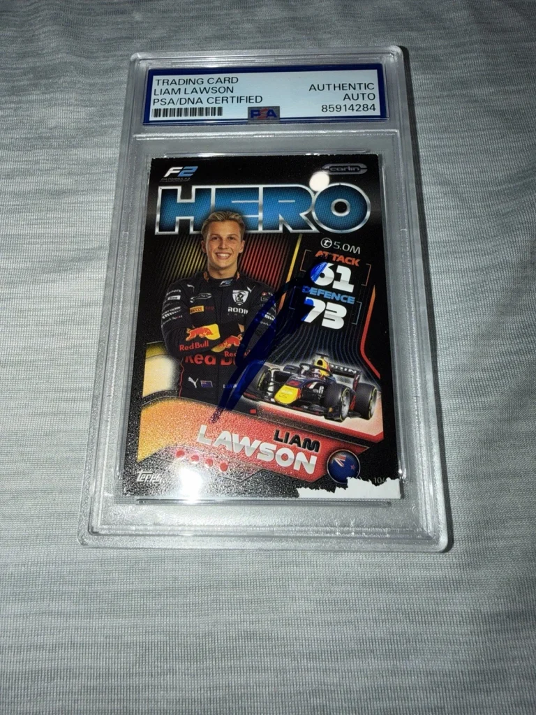Liam Lawson Signed 2022 Topps Turbo Attax F2 Card Red Bull Racing Bulls PSA/DNA