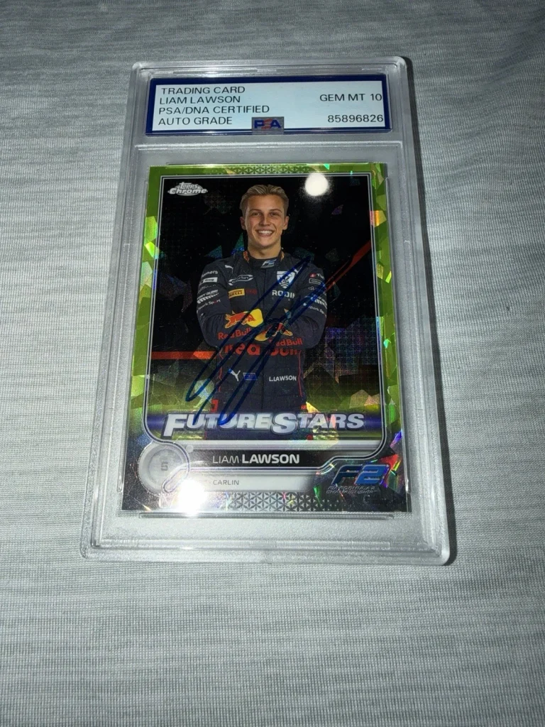Liam Lawson Signed 2022 Topps Chrome F2 Card #81 /199 Green Gem 10 AG PSA/DNA