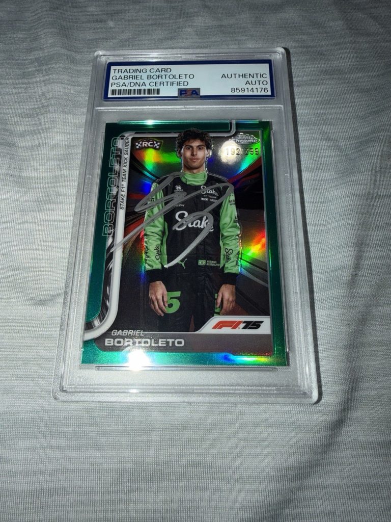Gabriel Bortoleto Signed 2025 Topps Chrome F1 Card #20 RC Green /299 PSA/DNA