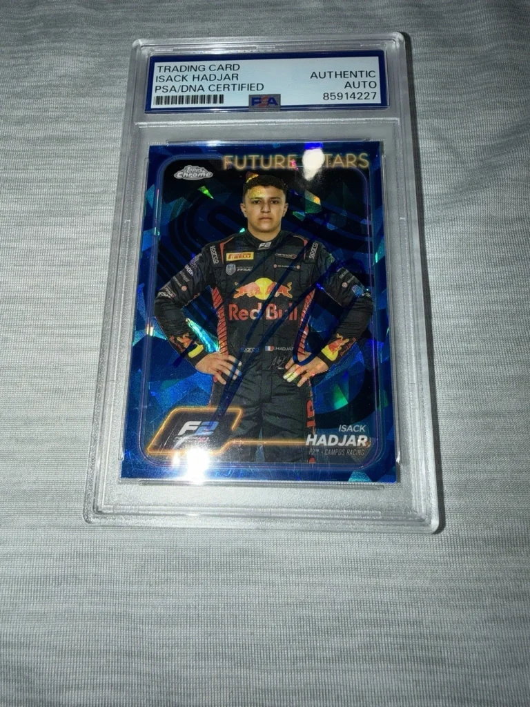 Isack Hadjar Signed 2024 Topps Chrome F3 Card #41 Future Stars Sapphire PSA/DNA