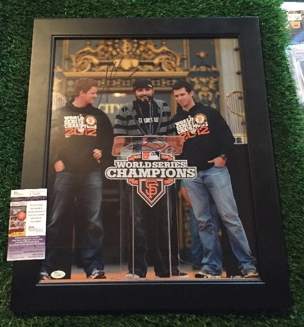 2012 SAN FRANCISCO GIANTS WORLD SERIES CHAMPS POSEY CAIN SIGNED PHOTO 16x20 JSA