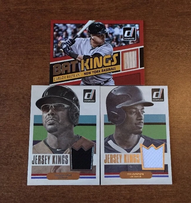 (3) 2015 Donruss Jersey & BAT Kings Relic GORDON BELTRAN CRUZ LOT