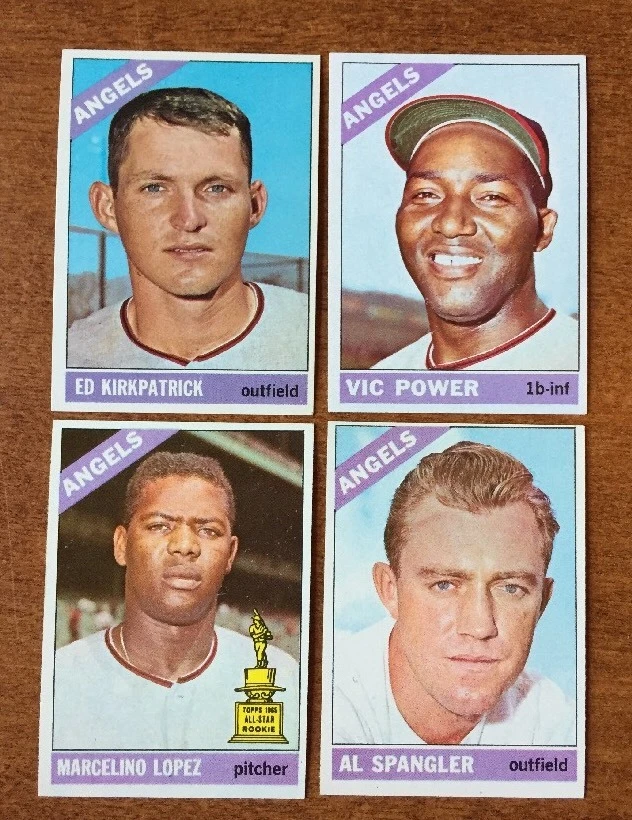 (4) 1966 Topps Baseball ANGELS KIRKPATRICK POWER LOPEZ SPANGLER See Pics