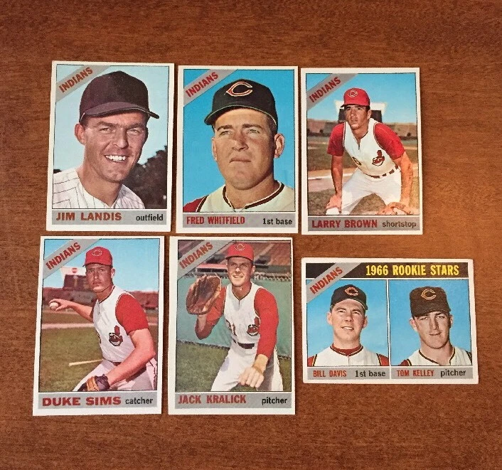 (6) 1966 Topps Baseball INDIANS ROOKIE STARS BROWN LANDIS SIMS See Pics