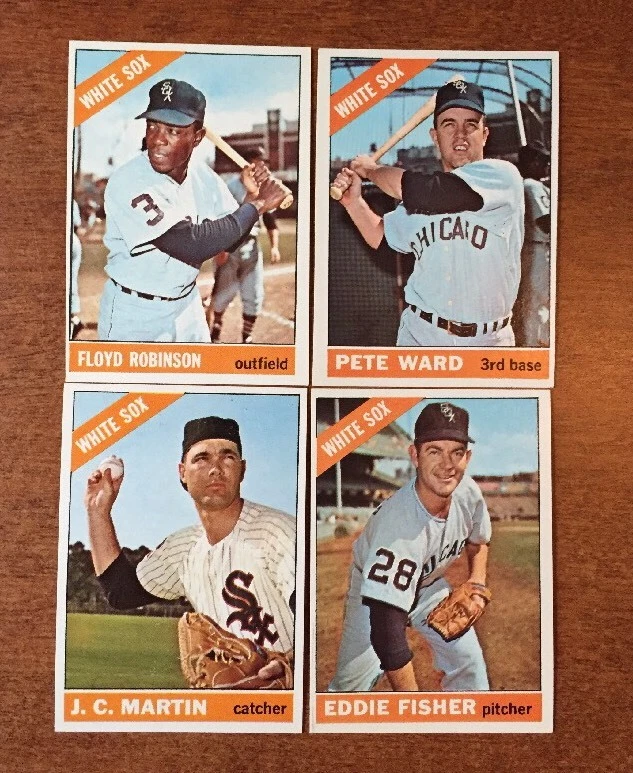 (4) 1966 Topps Baseball WHITE SOX ROBINSON WARD MARTIN FISHER EXMT See Pics