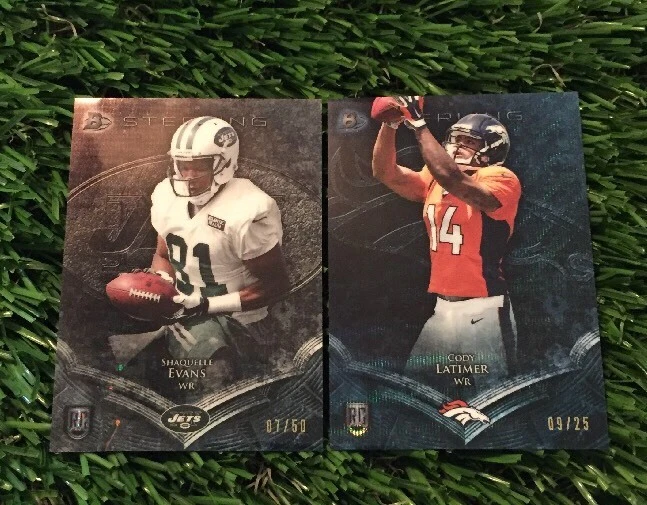 (2) 2014 Bowman Sterling Blue Wave & Pulsar Refractor LATIMER / EVANS /25 & /50