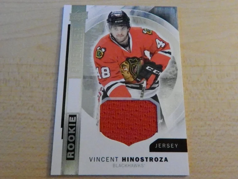 2015-16 UPPER DECK PREMIER ROOKIE VINCENT HINOSTROZA JERSEY RELIC BLACKHAWKS