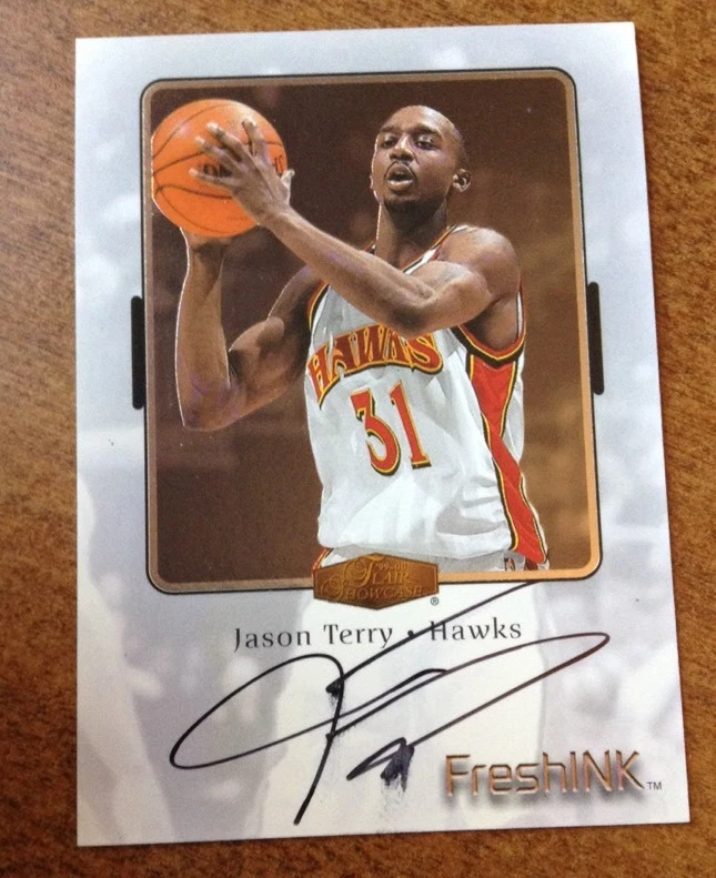 JASON TERRY Auto Fleer Fresh Ink *On Card* Autograph Rockets