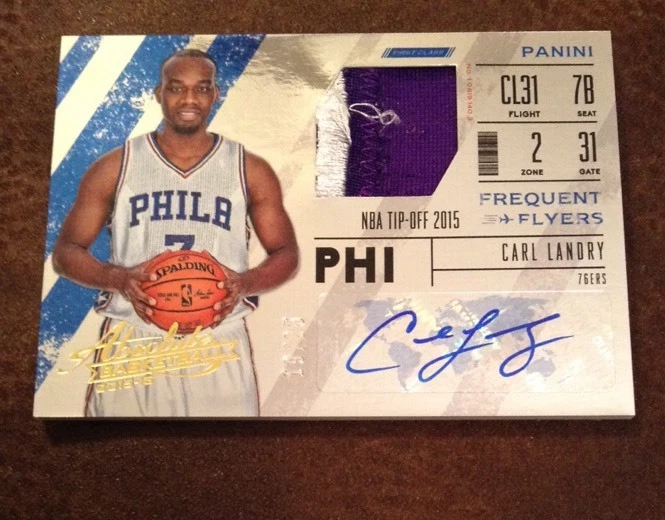 CARL LANDRY 2015/16 ABSOLUTE FREQUENT FLYERS 76ERS PATCH AUTO 19/25
