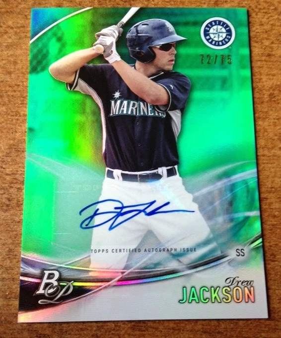 2016 Bowman Platinum Prospects Drew Jackson  #TPA-DJ Green Auto #72/75