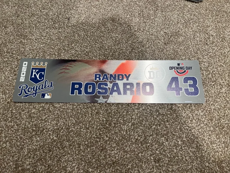 KANSAS CITY ROYALS GAME USED ? TEAM ISSUED BASEBALL NAMEPLATE RANDY ROSARIO OD