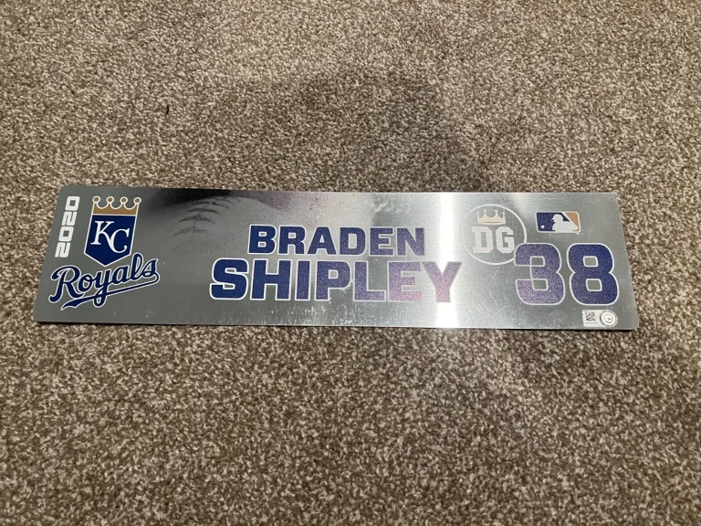 KANSAS CITY ROYALS GAME USED ? TEAM ISSUED BASEBALL NAMEPLATE BRADEN SHIPLEY