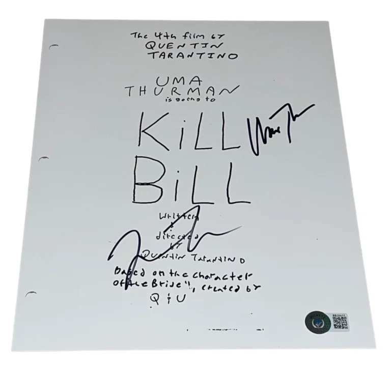 Quentin Tarantino Uma Thurman Signed Autograph Kill Bill Movie Script Beckett X1