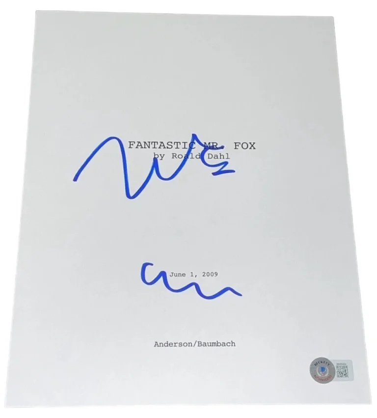 Wes Anderson Signed Autograph Fantastic Mr. Fox Full Movie Script Beckett BAS