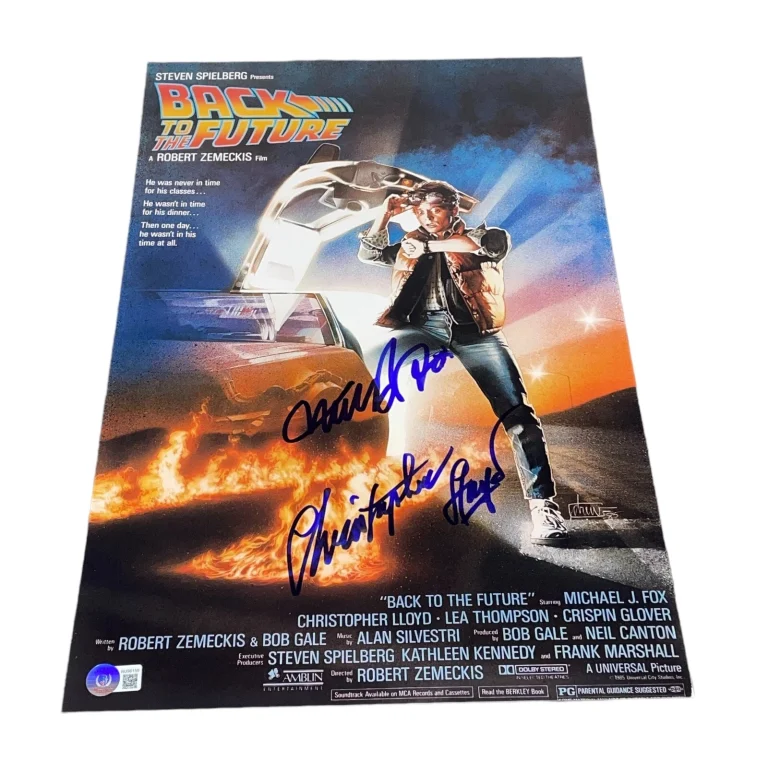 Michael J Fox Christopher Lloyd Dual Signed Auto 12x18 Back To The Future BAS X1