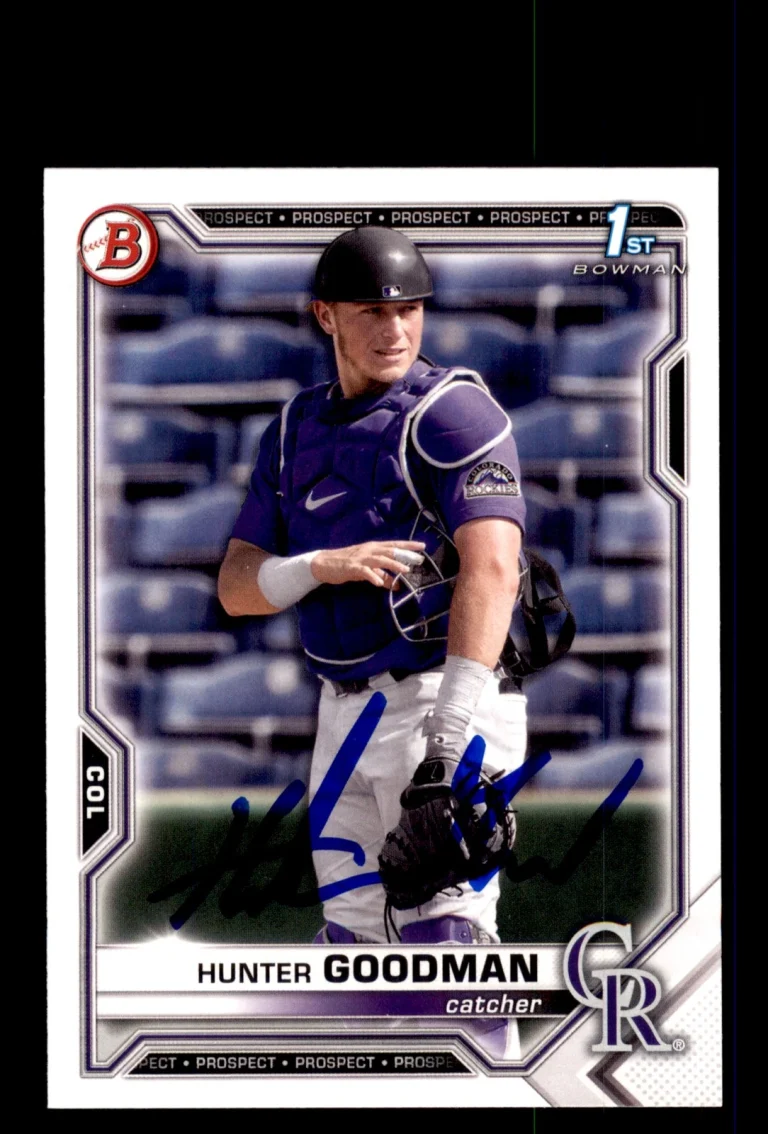 Signed Baseball Card Auto Hunter Goodman 2021 Bowman #BD-66 Colorado Rockies