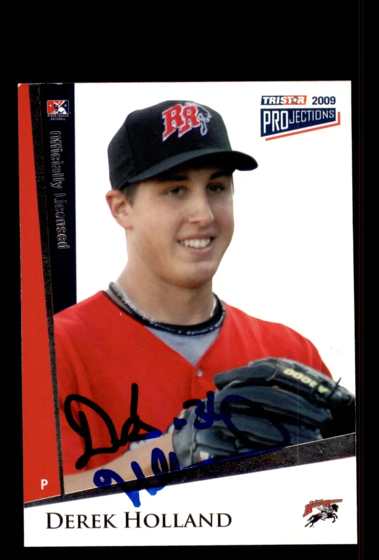 Signed Baseball Card Auto Derek Holland 2009 TriStar PROjections #93
