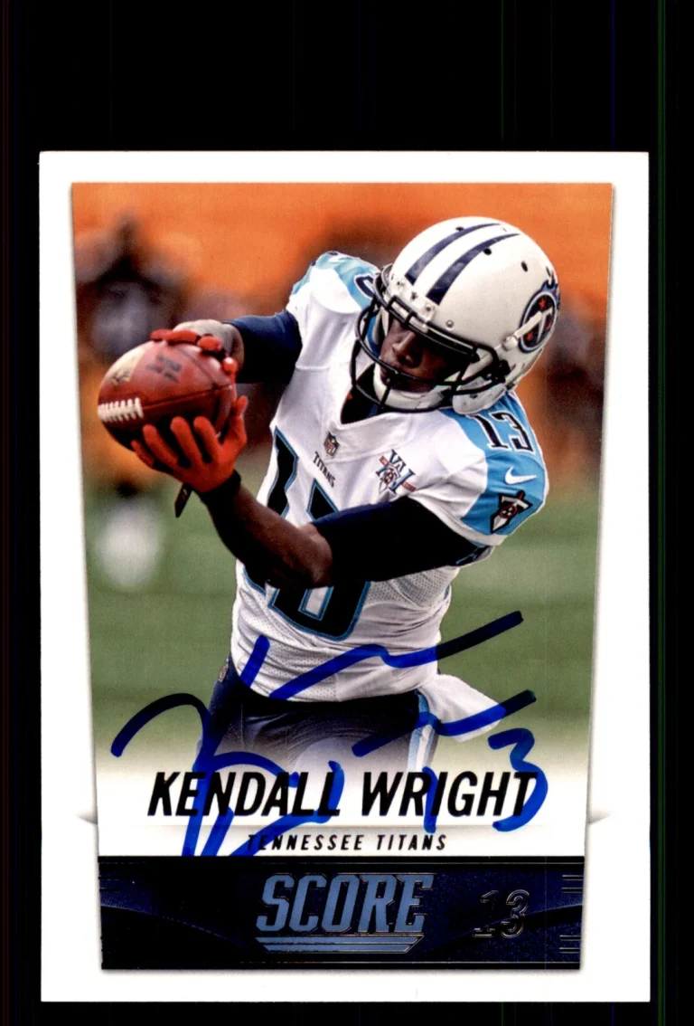 Signed Football Card Auto Kendall Wright 2014 Score #218 Tennessee Titans
