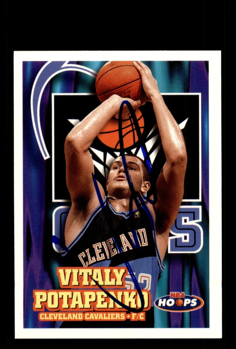 Signed Basketball Card Auto Vitaly Potapenko 1997-98 Hoops #35 Cavaliers