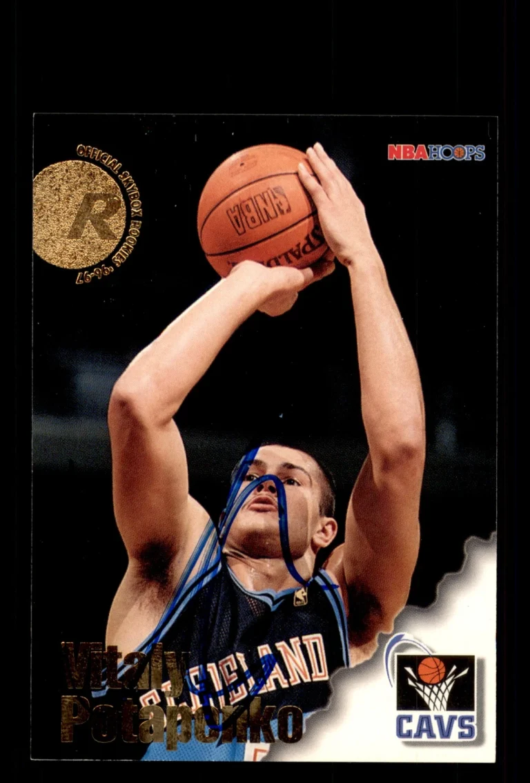 Signed Basketball Card Auto Vitaly Potapenko 1996-97 Hoops #307 Cavaliers