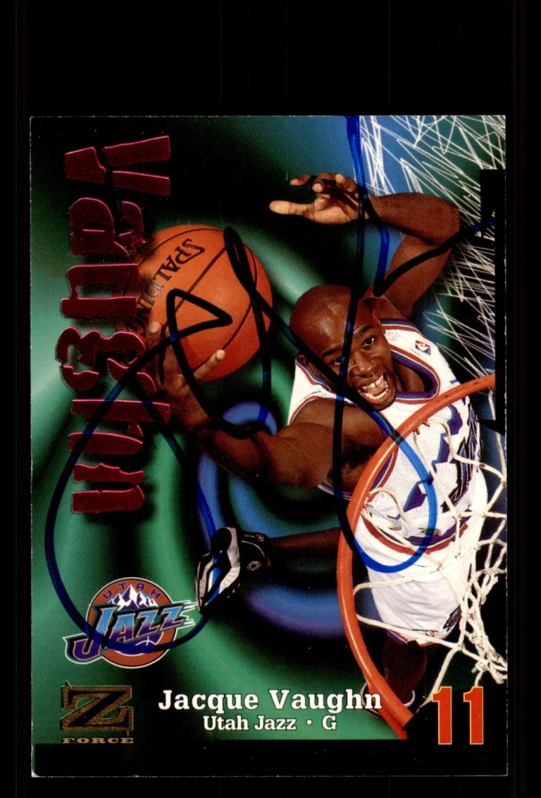 Signed Basketball Card Auto Jacque Vaughn 1997-98 SkyBox Z-Force #115 Utah Jazz