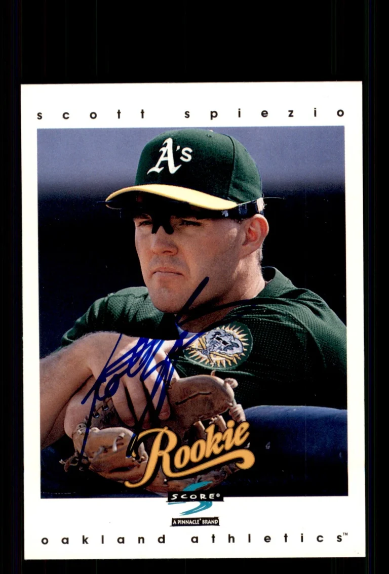 Signed Baseball Card Auto Scott Spiezio 1997 Score #485 Oakland Athletics
