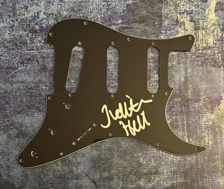 GFA Upside Back in Time JUDITH HILL Signed Electric Guitar Pickguard COA