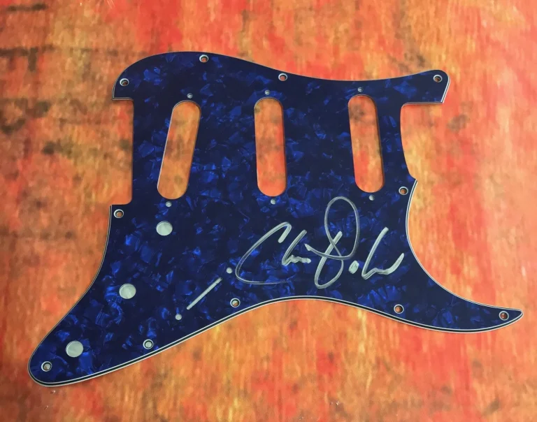 GFA Megadeth Band Guitarist CHRIS POLAND Signed Electric Pickguard PROOF COA