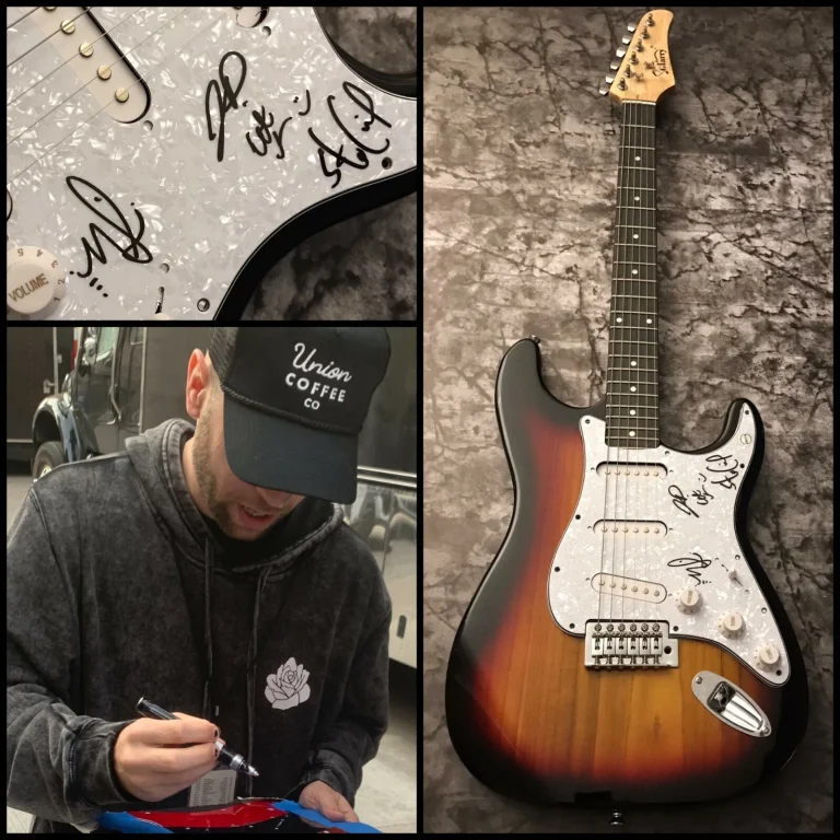 GFA Fake Love Josh Doty x3 Band CEMETERY SUN Signed Electric Guitar C3 COA
