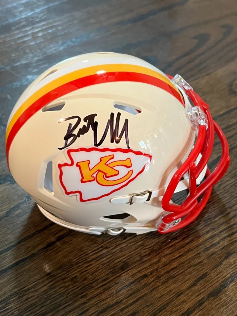 GM BRETT VEACH SIGNED FOOTBALL MINI HELMET AUTO KANSAS CITY CHIEFS RETRO