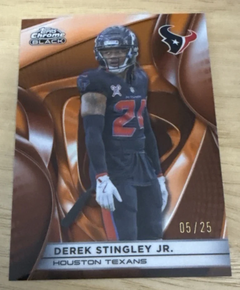 2025 Topps Chrome Black Derek Stingley Jr Orange 05/25 Jersey Match Texans #44