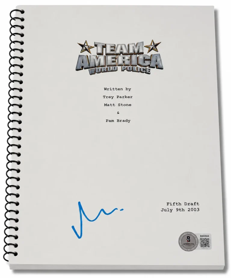 Matt Damon Signed Autograph Team America World Police Script Screenplay Beckett