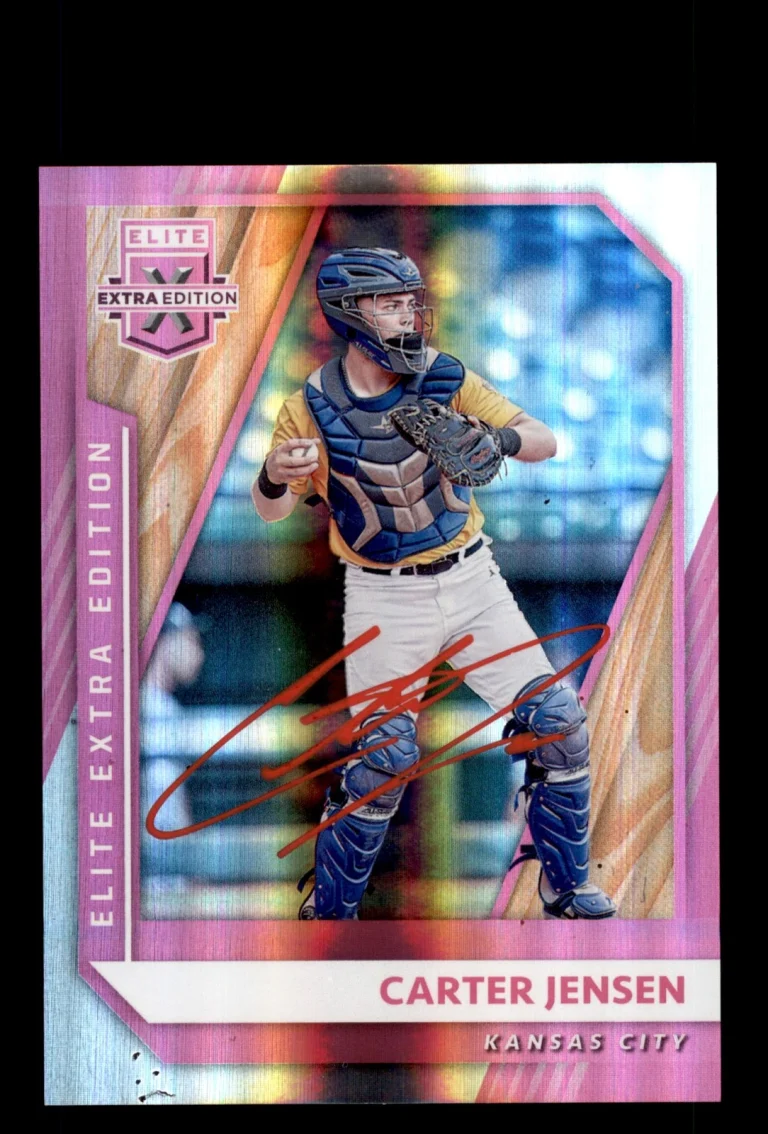 Signed Baseball Card Auto Carter Jensen 2021 Panini Elite Pink #78 Royals