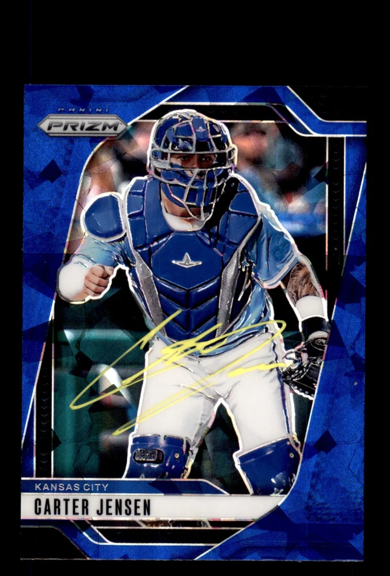 Signed Baseball Card Auto Carter Jensen 2025 Panini Prizm #166 Royals Blue