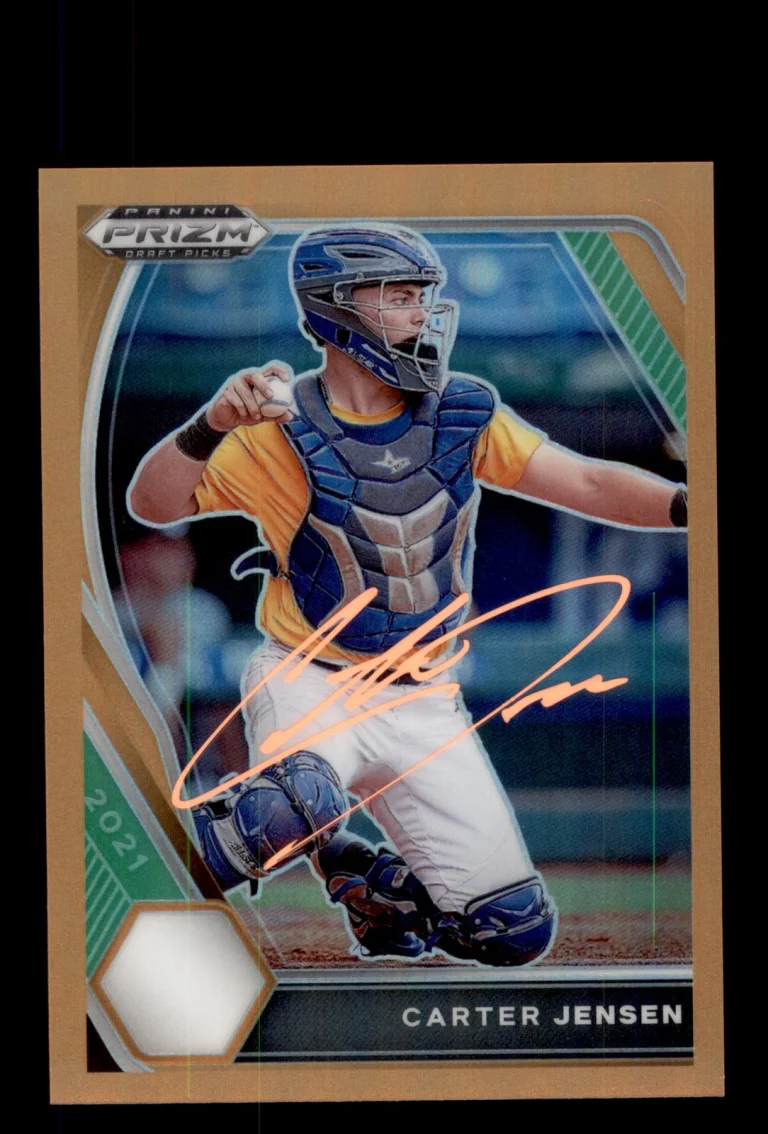 Signed Baseball Card Auto Carter Jensen 2021 Prizm Draft #PDP78 Royals /50