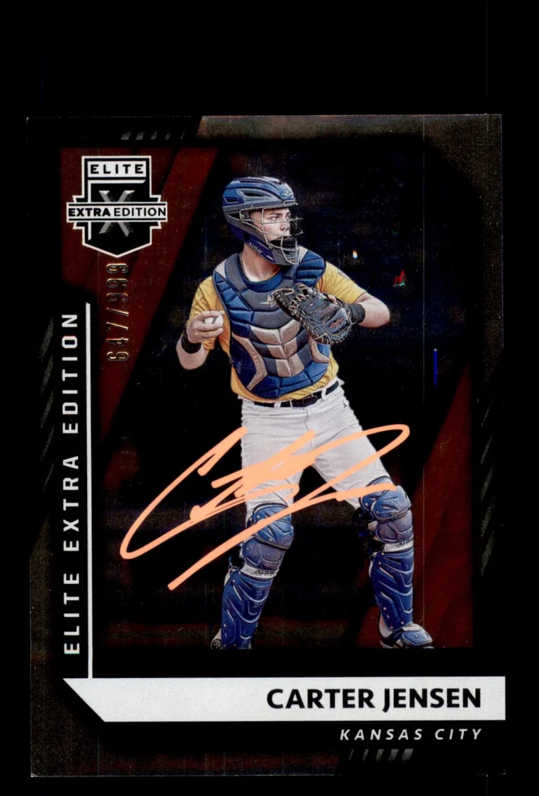 Signed Baseball Card Auto Carter Jensen 2021 Panini Elite #78 Royals /999