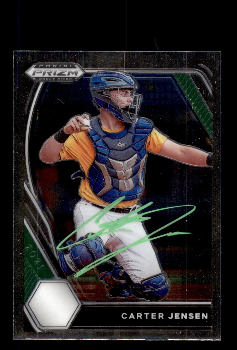 Signed Baseball Card Auto Carter Jensen 2021 Panini Prizm Draft #PDP78 RC Royals