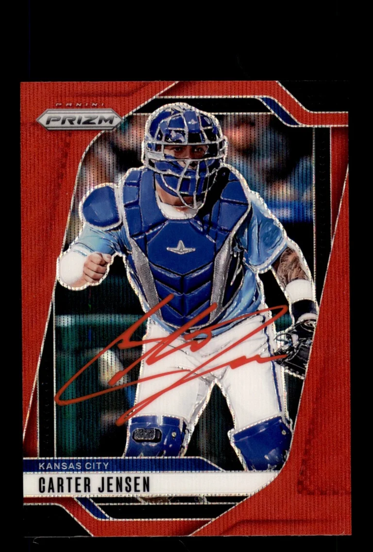 Signed Baseball Card Auto Carter Jensen 2025 Panini Prizm #166 Royals Red