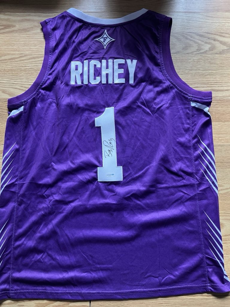 FURMAN PALADINS- BOB RICHEY SIGNED AUTOGRAPH JERSEY ACOA BASKETBALL 🏀 COACH HC